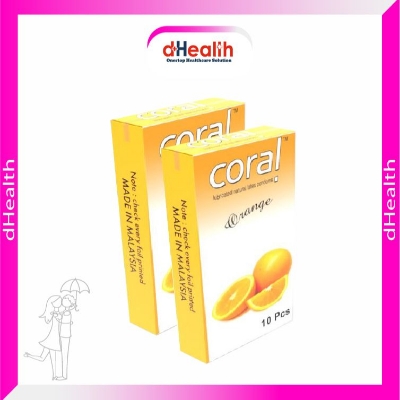 Picture of Coral Orange & Banana Flavored Lubricated Natural Latex Condoms (2x10)=20Pcs Combo Pack