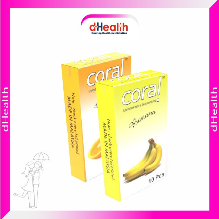 Picture of Coral Orange & Banana Flavored Lubricated Natural Latex Condoms (2x10)=20Pcs Combo Pack
