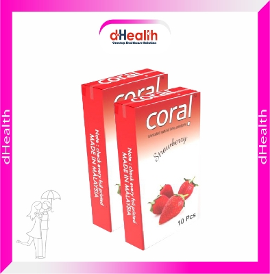 Picture of Coral Strawberry Flavored Lubricated Natural Latex Condoms (2x10)=20Pcs Combo Pack