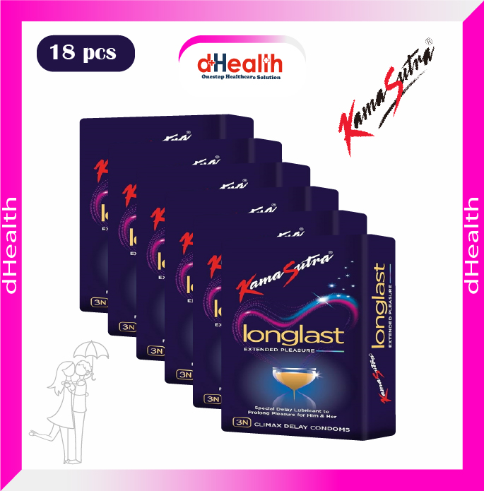 Picture of Kamasutra Longlast Extended Pleasure with Dotted (Climax Delay Condoms) 6x3=18 pcs Pack