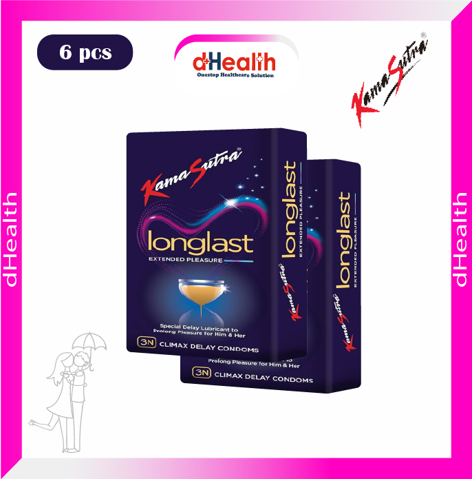 Picture of Kamasutra Longlast Extended Pleasure with Dotted (Climax Delay Condoms) 2x3=6 pcs Pack