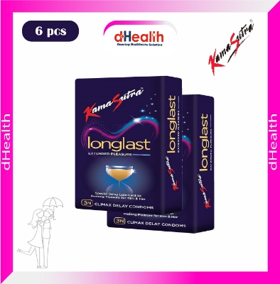 Picture of Kamasutra Longlast Extended Pleasure with Dotted (Climax Delay Condoms) 2x3=6 pcs Pack