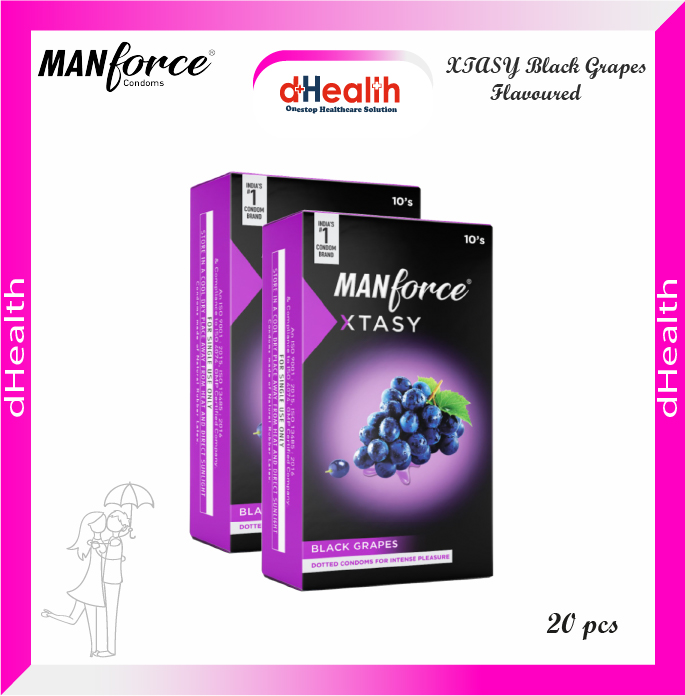 Picture of Manforce XTASY Black Grapes Flavoured Condom (2x10)=20 pcs Pack