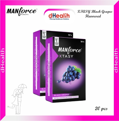 Picture of Manforce XTASY Black Grapes Flavoured Condom (2x10)=20 pcs Pack