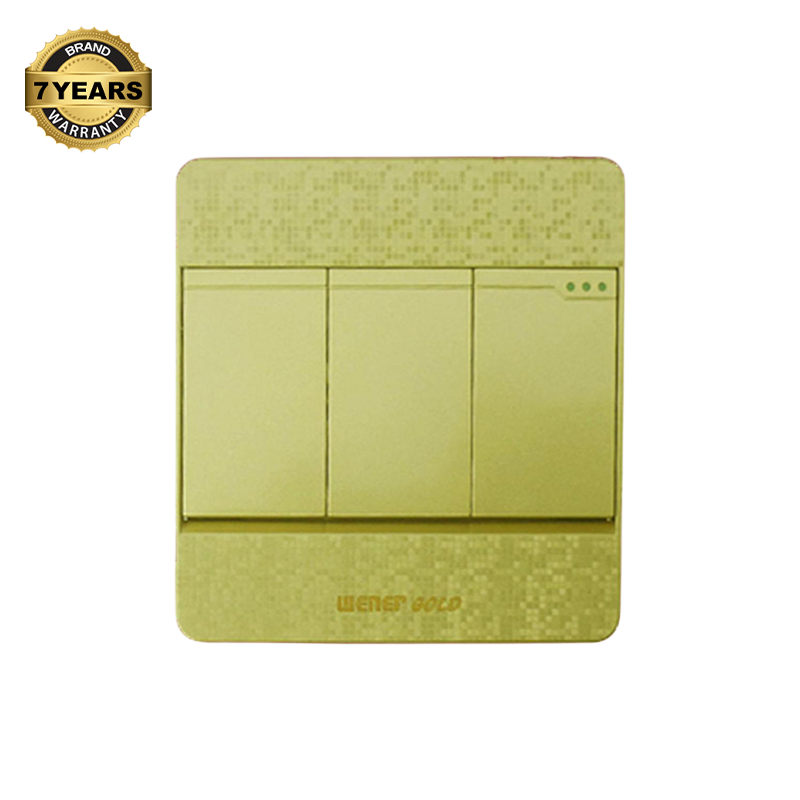 Picture of Exclusive  Winer Gold Switch 3Gang 1Way Switch-(7 Years Repless Warranty)