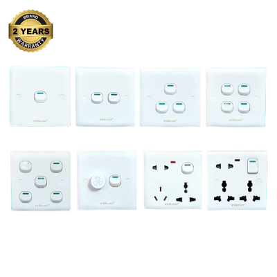 Picture of Niico Classic Gang Series 8 Pices-1gang + 2 Gang + 3 Gang + 4 Gang + 5 Gang + Fan Regulator+ 6 pin + 8 Pin Wall Switch Socket - 2 Year Warranty