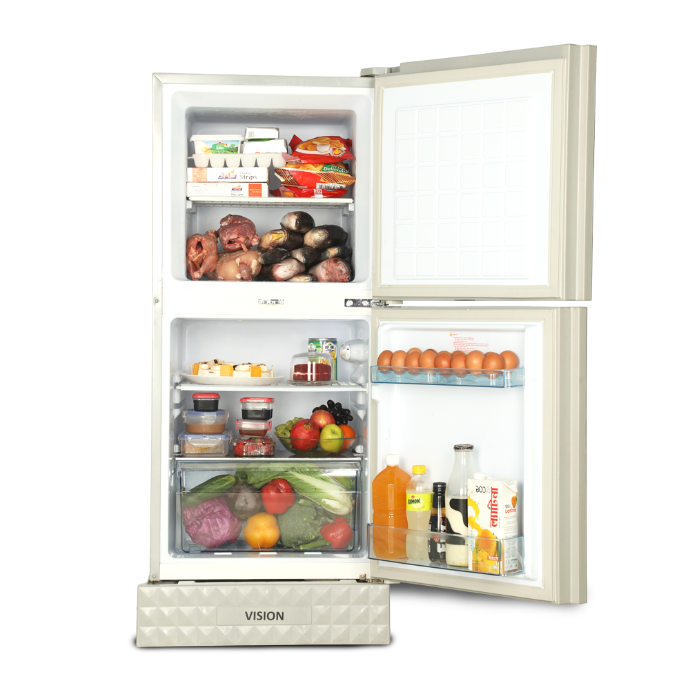 Picture of VISION Glass Door Refrigerator RE-150 Liter Red Lotus Lily Top Mount