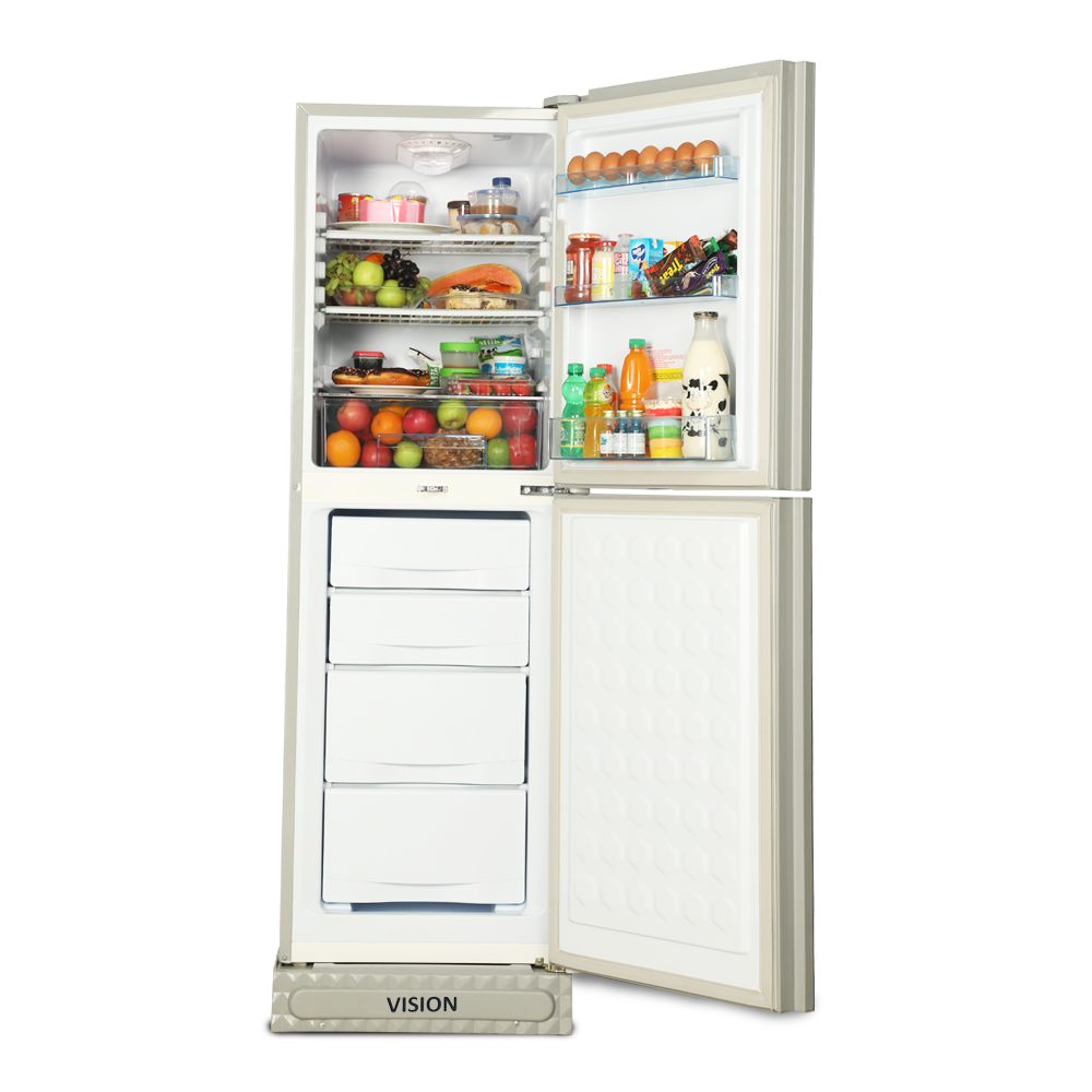 Picture of VISION Glass Door Refrigerator RE-252 Litre Lotus Flower Maroon Bottom Mount 