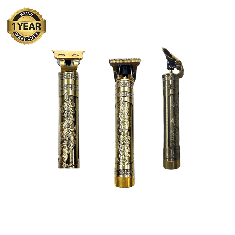 Picture of T9 Vintage USB 6500 charging cable with Rechargeable Hair Trimmer metal body Electric Hair Clipper Haircut Machine For Men-4 Clip(1 Year Warranty)