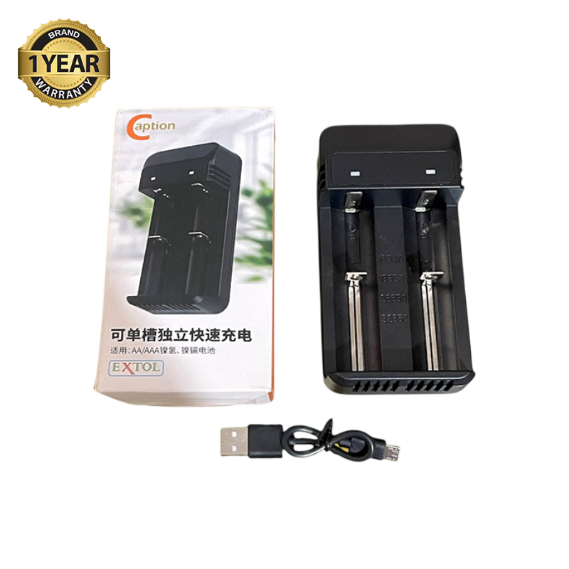 Picture of Universal double Charger For 3.7V 18650 16340 14500 Li-ion Rechargeable Battery With Usb Port -1 Year Warranty