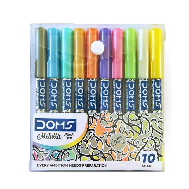 Picture of DOMS Metallic Series Metallic Brush Pen (10 Assorted Shades)