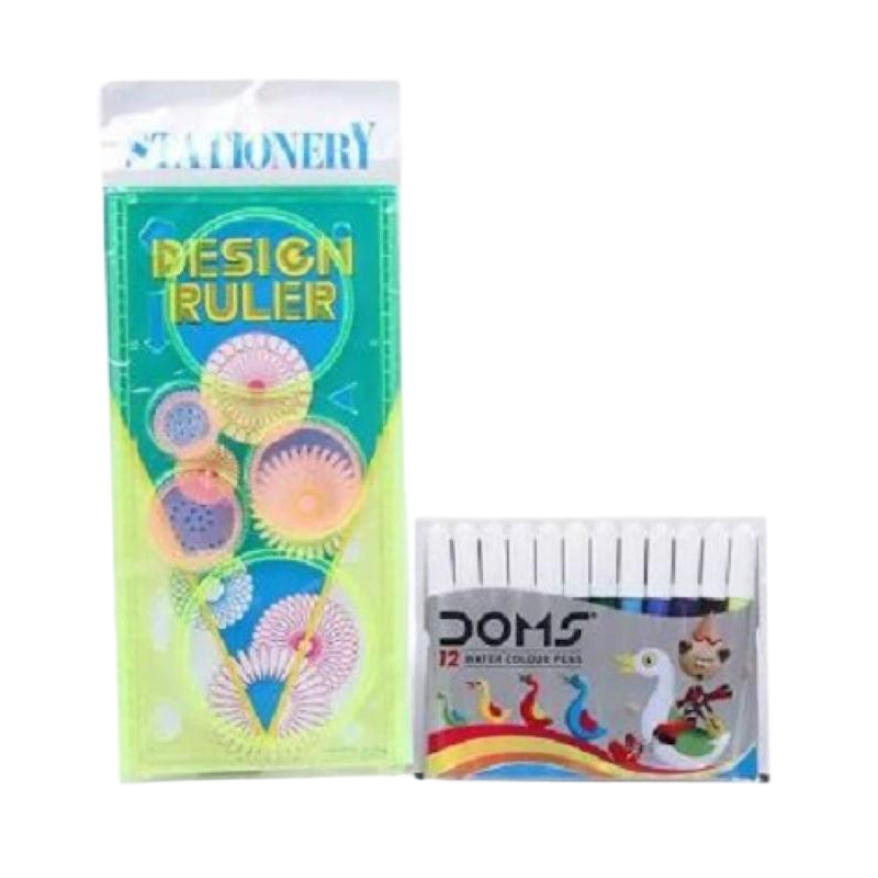 Picture of Design Ruler and 12 Doms Water Colour Pens