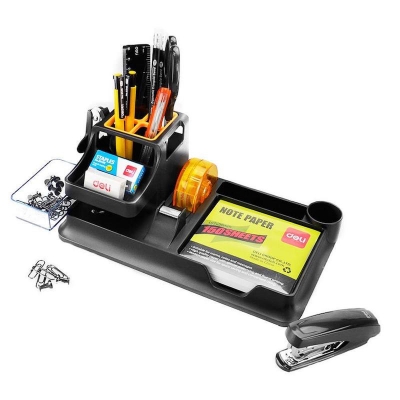 Picture of Deli 38252A Desk Organiser (Includes 17 pieces of stationery items) Black