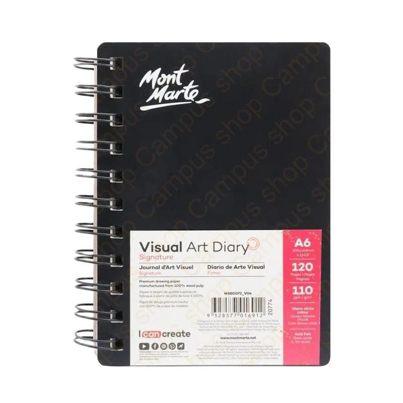 Picture of Mont Marte Visual Art Diary Spiral Bound White Paper A6 110gsm 120 Sheet
