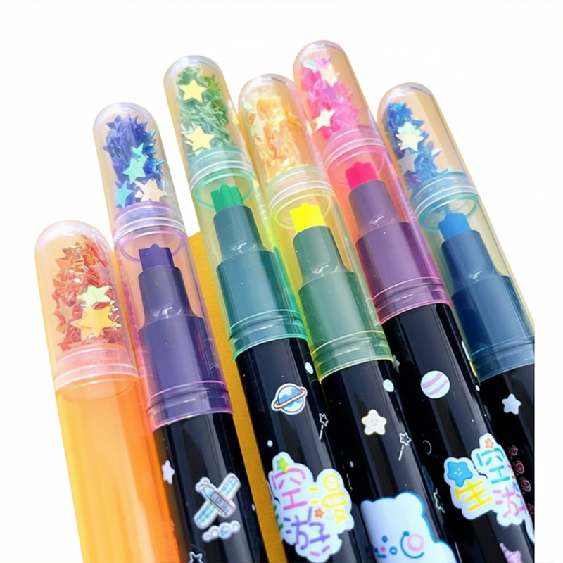 Picture of Tianhao Star Sequins Pentagonal Pen Highlighter Pen Student Hand Account Marker Pen No.H531 - Highlighter Pen