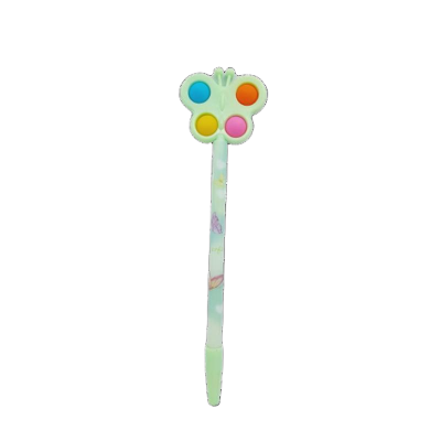 Picture of Cute Multicolor Butterfly Pop Up Poppet Gel Pen for Kids Students Birthday Gift Cute Trendy Attractive Poppet Pens Popper Sensory Fidget Toy Silicon Stress Relief Pop it Fidget Pen Assorted Colour For Kanjak Navratri Diwali Festival (Random Colour)