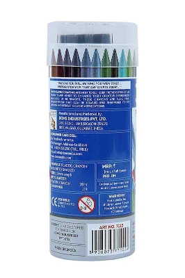 Picture of Doms 28 Shades Erasable Plastic Crayons Round Tin Box | Smooth & Even Shading | Bright & Playful Colors | Free Eraser Inside | Non-Toxic & Safe For Childrens | Pack of 1
