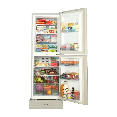 Picture of VISION Glass Door Refrigerator RE-240 Liter Mirror Purple Flower Top Mount