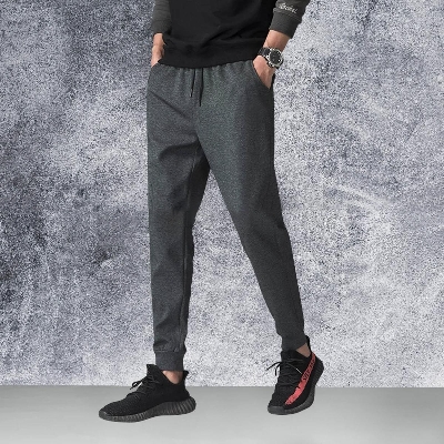 Picture of Dark Gray Cotton Joggers for Men.
