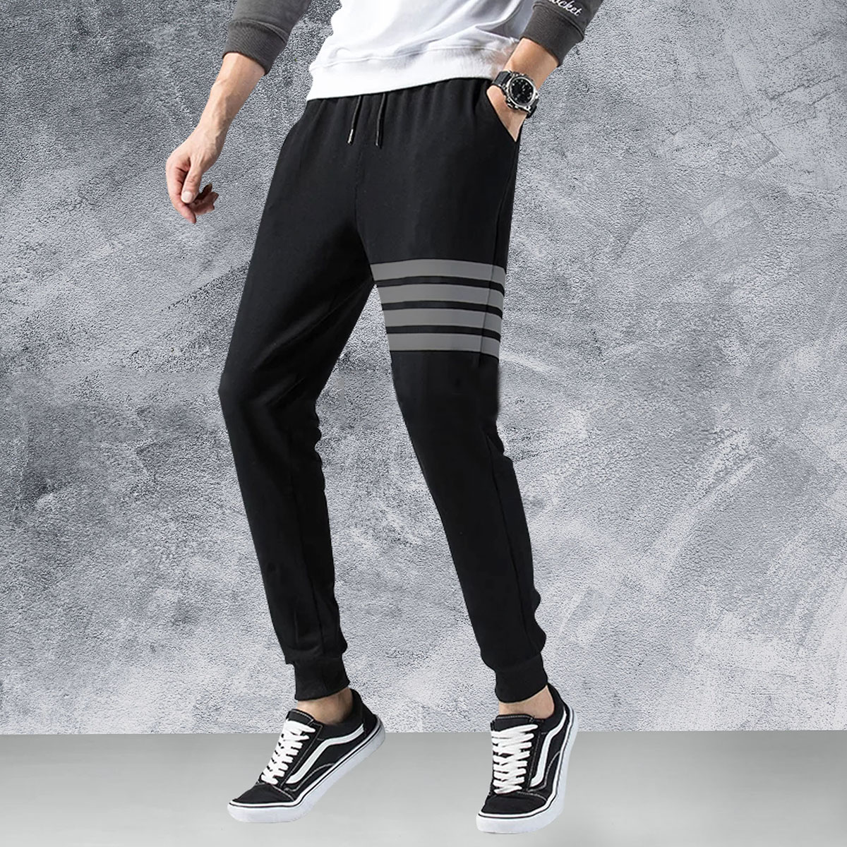 Picture of Cotton Trendy Joggers  for Men - Black