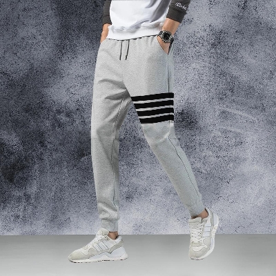 Picture of Gray Cotton Trendy Joggers for Men.