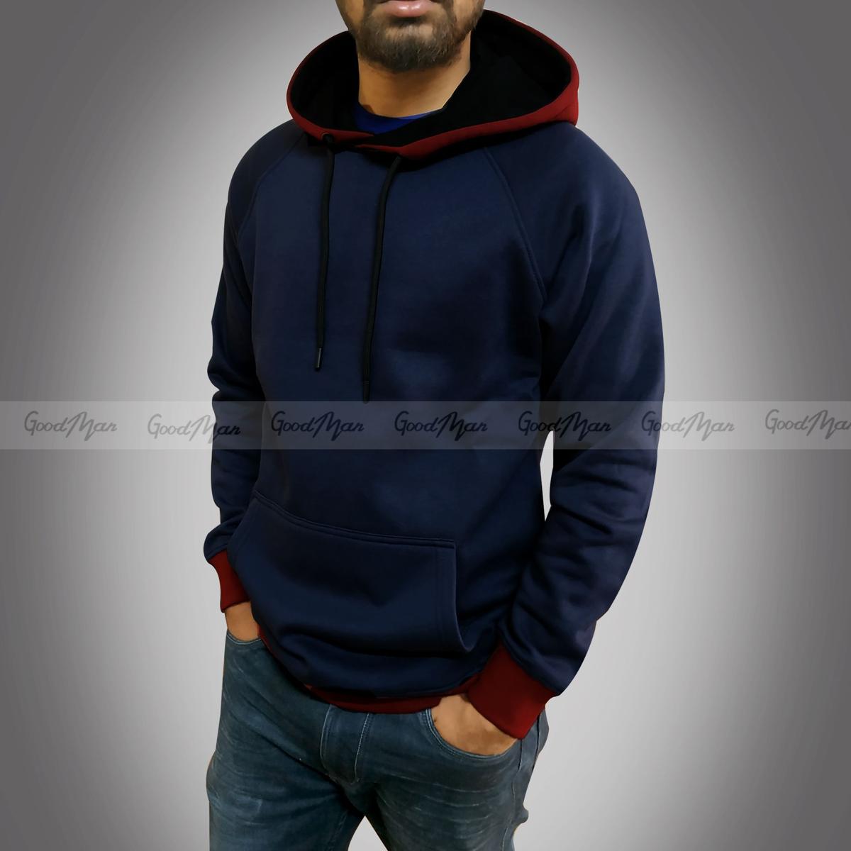 Picture of Premium Quality Navy Blue Color Full Sleeve Hoodie Jacket for Men