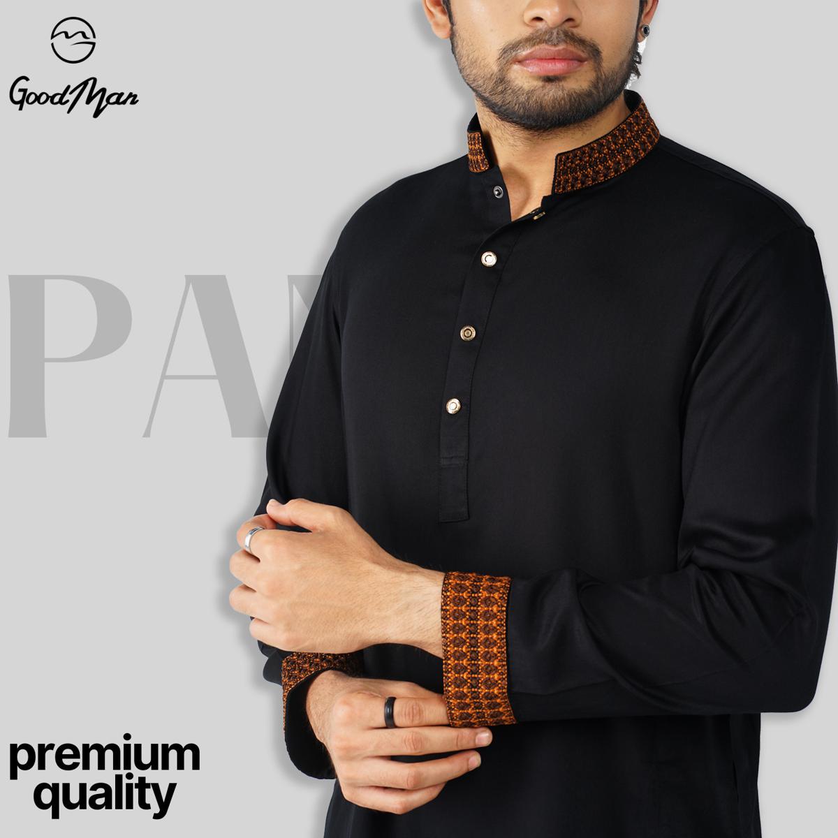 Picture of GoodMan Premium Black Color Semi Long Panjabi for Men.