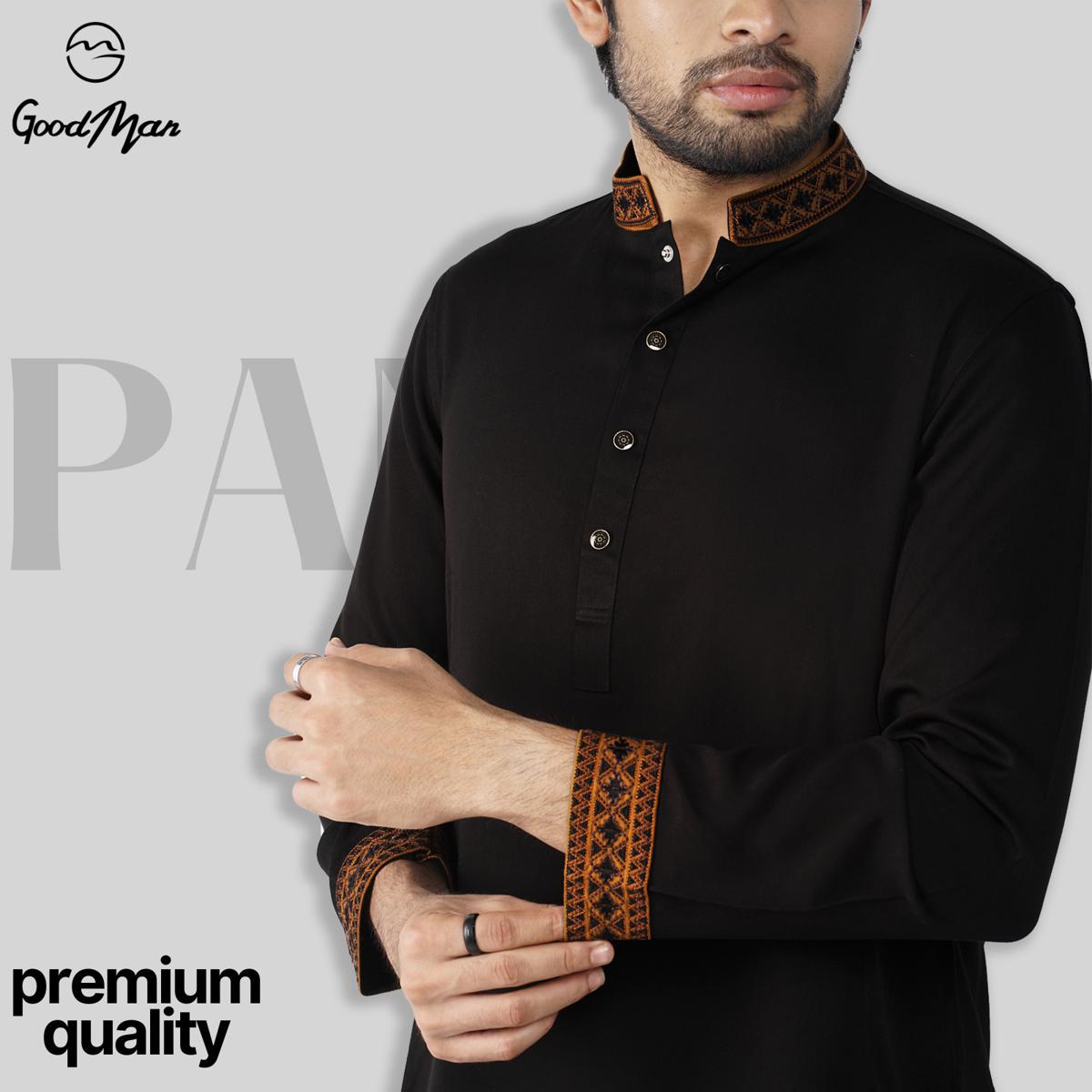 Picture of GoodMan Premium Black Color Semi Long Panjabi for Men.