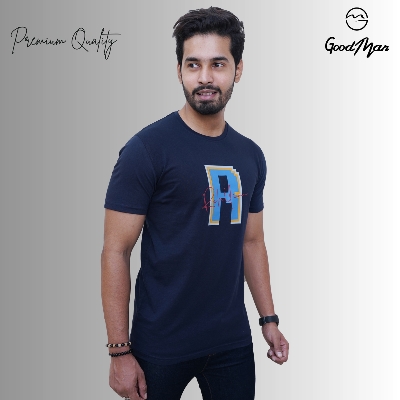 Picture of GoodMan Premium Quality Navy Blue Short Sleeve T Shirt for Men.
