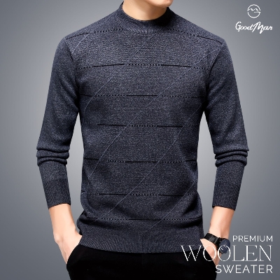 Picture of GoodMan Premium Quality Dark Ash Color Full Sleeve Sweater for Men.