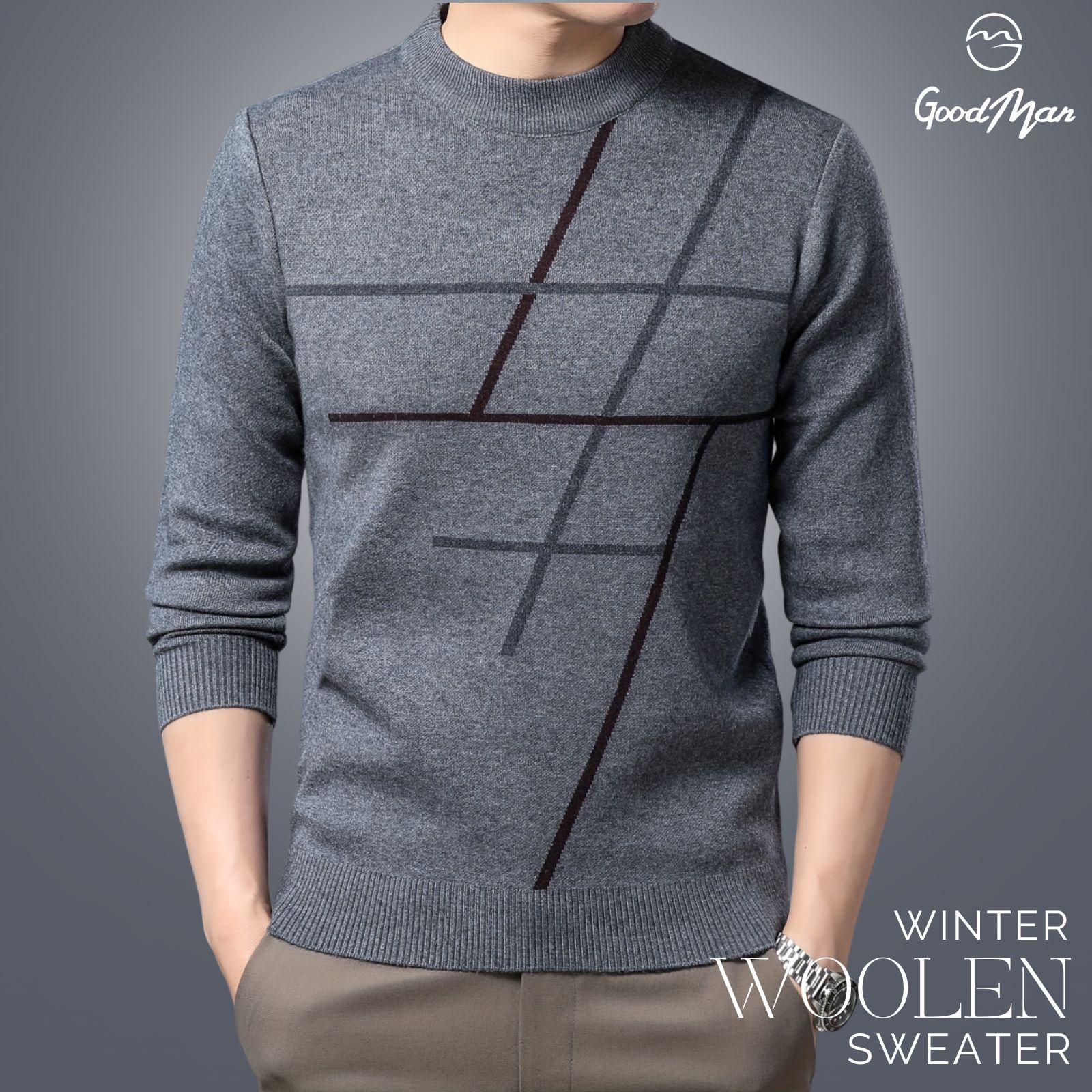 Picture of GoodMan Premium Quality Ash Color Full Sleeve Sweater for Men.