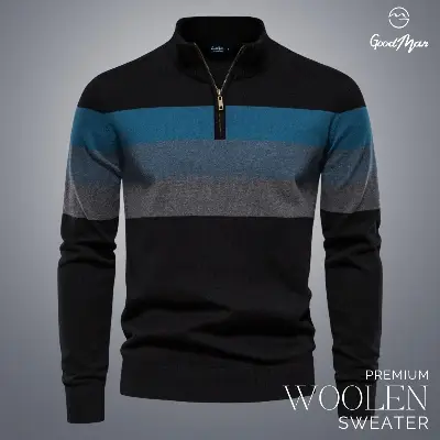 Picture of GoodMan Premium Quality Black Color Full Sleeve Zipper Sweater for Men.