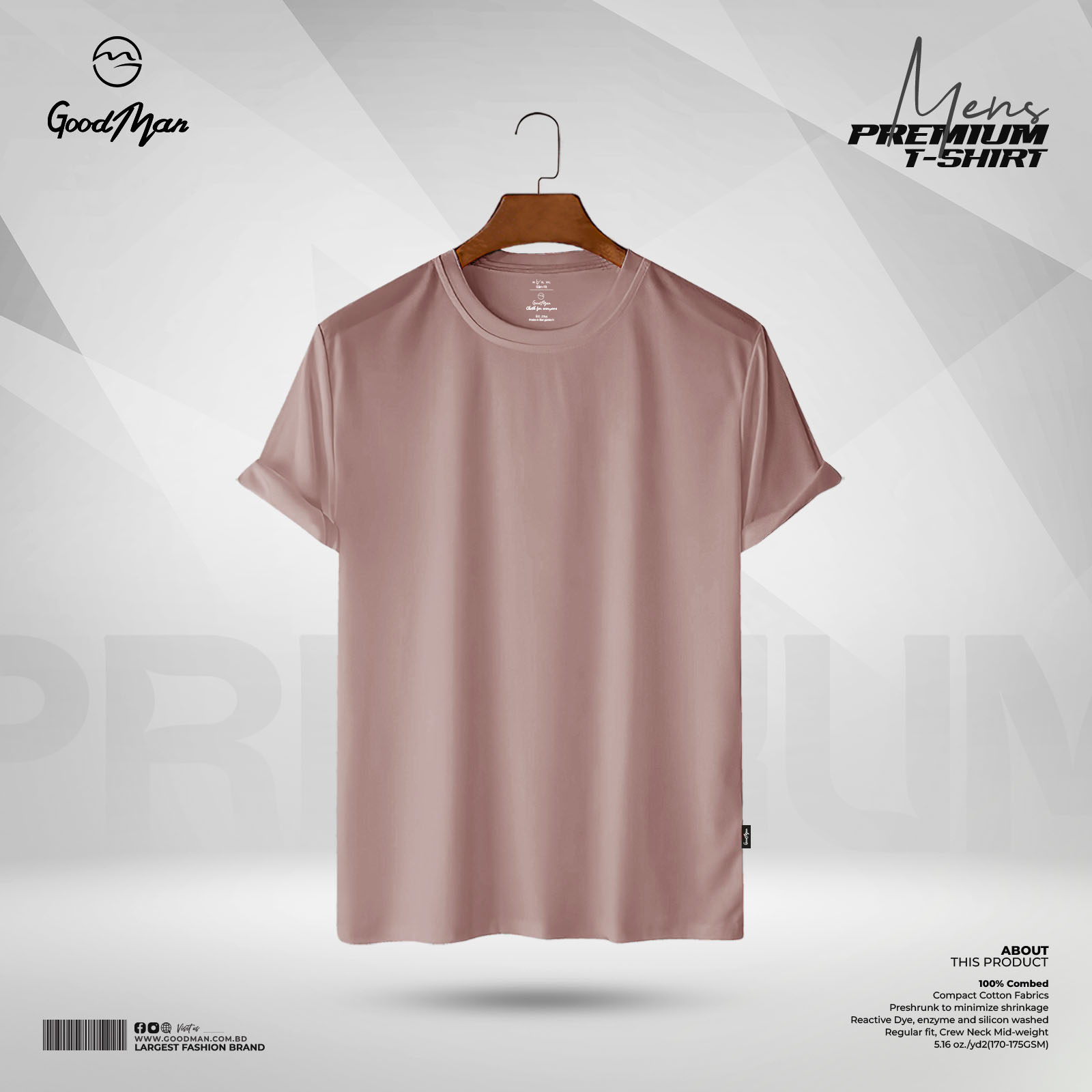 Picture of GoodMan Premium Quality  Solid Cotton Short Sleeve T Shirt for Men.