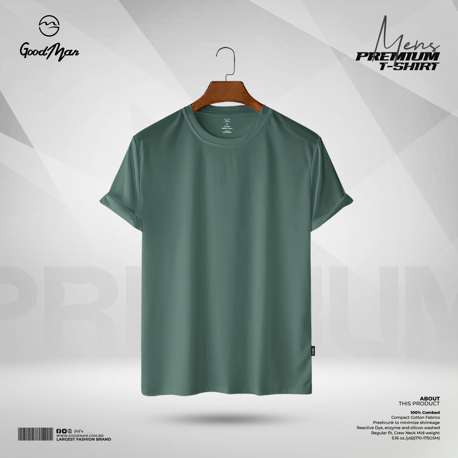Picture of GoodMan Premium Quality Solid Cotton Short Sleeve T Shirt for Men.