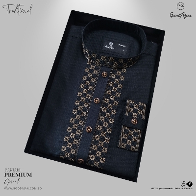 Picture of GoodMan Premium Quality Black Color Semi Long Panjabi for Men.