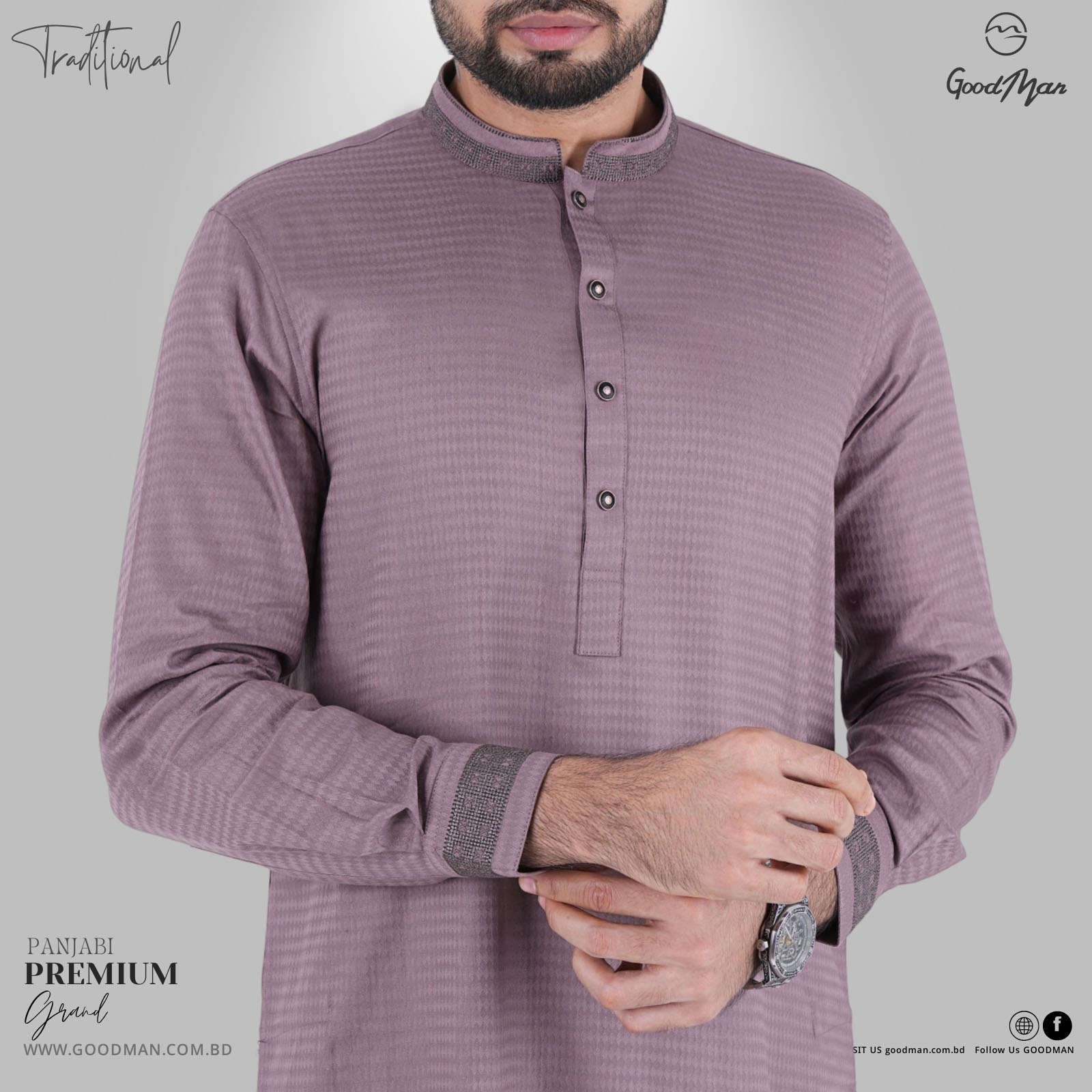 Picture of GoodMan Premium Quality Piaz Color Semi Long Panjabi for Men.
