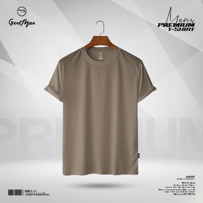 Picture of GoodMan Premium Quality Brown Color Solid Cotton Short Sleeve T Shirt for Men.
