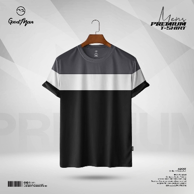 Picture of GoodMan Premium Quality Dark Ash Color Cotton Short Sleeve T Shirt for Men.