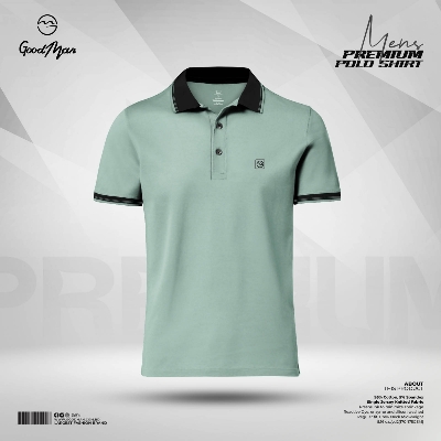 Picture of GoodMan Premium Quality Sky Color Cotton Short Sleeve Polo T Shirt for Men.