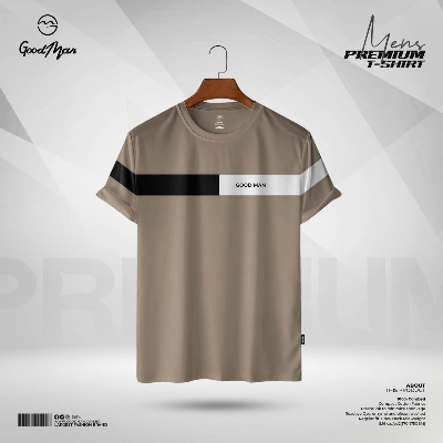 Picture of GoodMan Premium Quality Brown Color Cotton Short Sleeve T Shirt for Men.