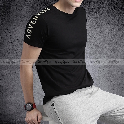 Picture of GoodMan Premium Quality Black Color Cotton Short Sleeve T Shirt for Men.