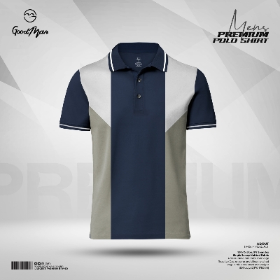 Picture of GoodMan Premium Quality Navy Blue Color Cotton Short Sleeve Polo T Shirt for Men.