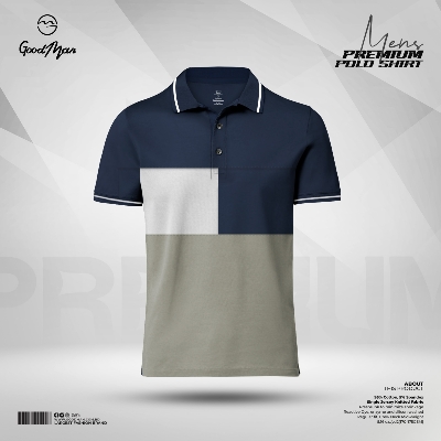 Picture of GoodMan Premium Quality Navy Blue Color Cotton Short Sleeve Polo T Shirt for Men.