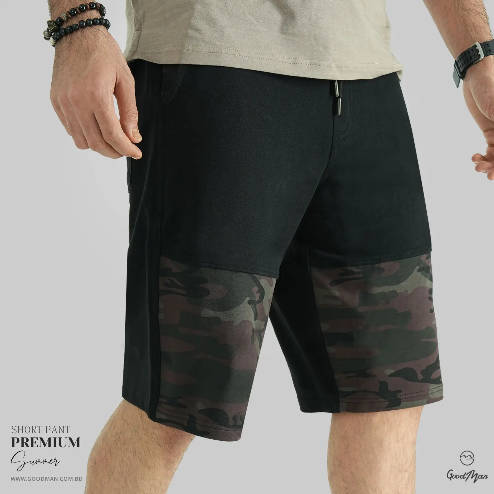 Picture of Premium Quality Black Color Cotton Short Pant for Men.