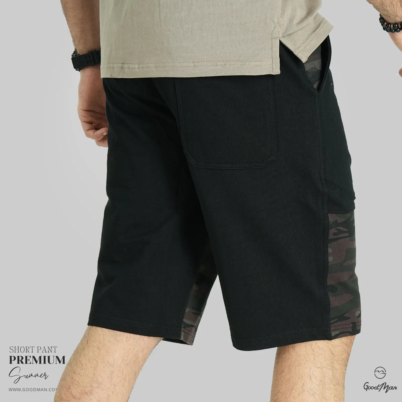 Picture of Premium Quality Black Color Cotton Short Pant for Men.