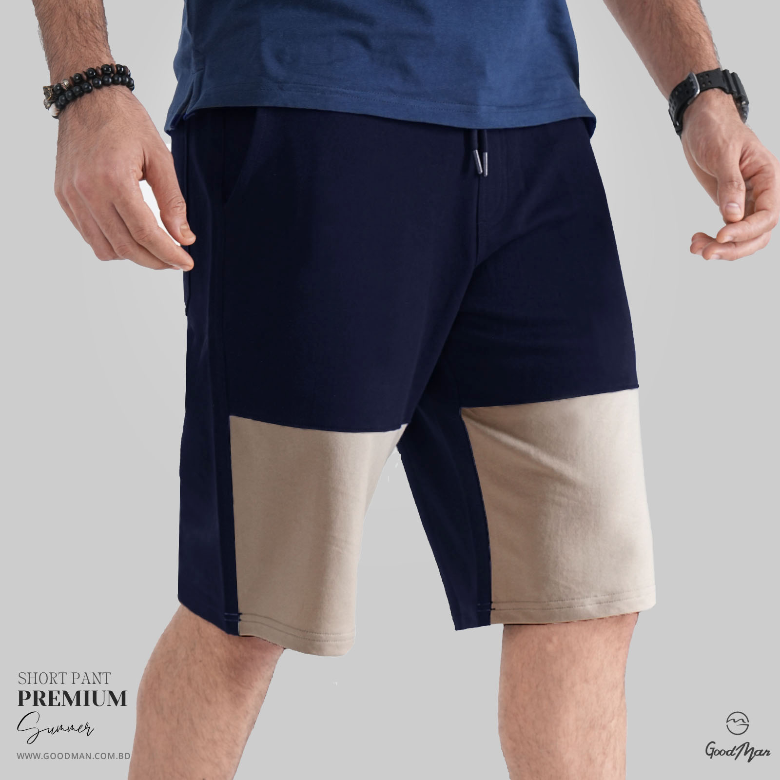 Picture of Premium Quality Navy Blue Color Cotton Short Pant for Men.