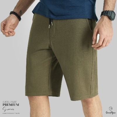 Picture of Premium Quality Olive Color Cotton Short Pant for Men.