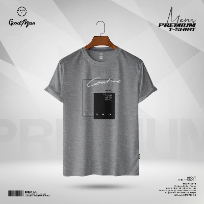 Picture of GoodMan Premium Quality Gray Melange Color Cotton Short Sleeve T Shirt for Men.
