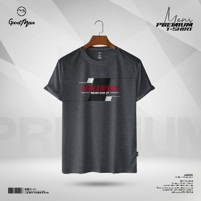 Picture of GoodMan Premium Quality Anthra Melange Color Cotton Short Sleeve T Shirt for Men.