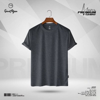 Picture of GoodMan Premium Quality Anthra Melange Color Solid Cotton Short Sleeve T Shirt for Men.